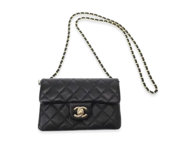 CHANEL 2013 Mini Matelasse 18 Lambskin Shoulder Bag "Black"