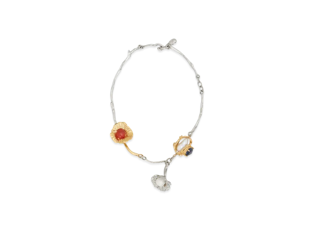 Marni Pearls and Crystals Flower Delirium Necklace "Gold/Palladium"