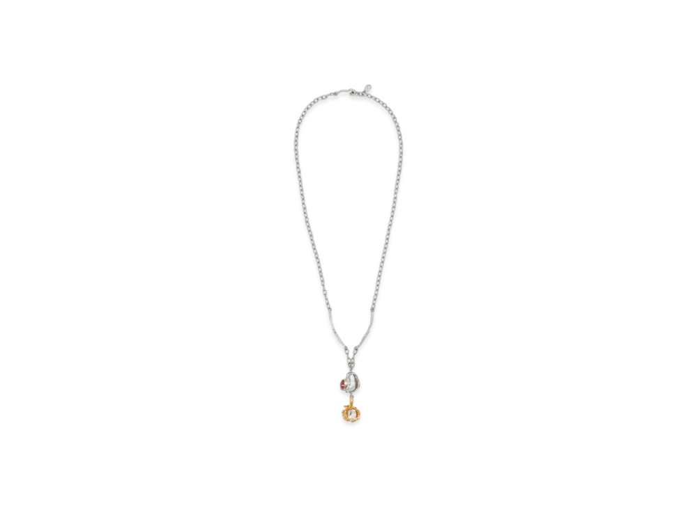 Marni Pearls and Crystals Flower Delirium Chain Necklace "Gold/Palladium"