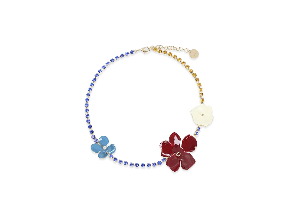 MARNI Women's Necklace with Multicolored Enameled Flowers "Burgundy"