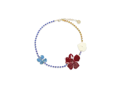 MARNI Women's Necklace with Multicolored Enameled Flowers "Burgundy"