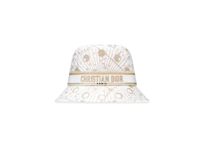 Dior D-Bobby Dior Astral Small-Brim Bucket Hat Embroidery "White/Gold"