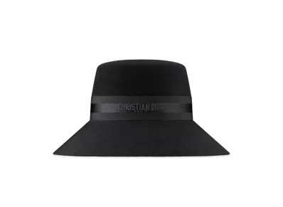 Dior D-Bobby Large-Brim Hat Rabbit Felt "Black"
