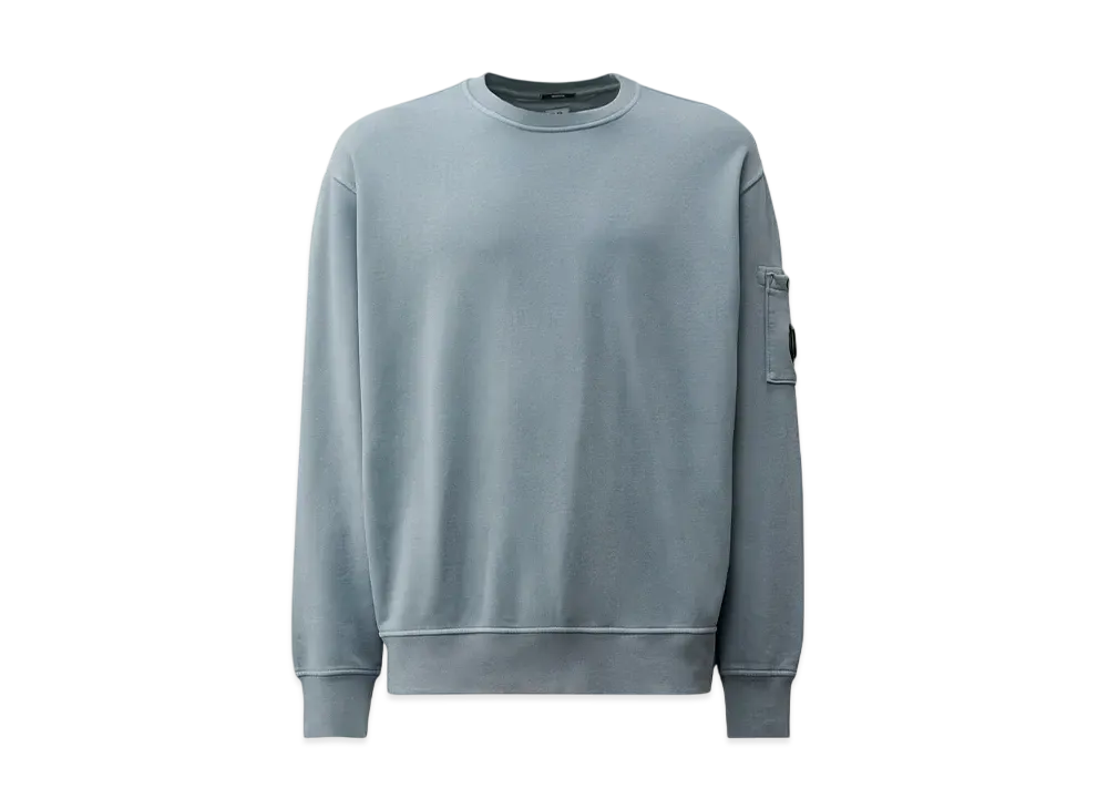 C.P Company Brushed and Emerized Diagonal Fleece Lens Crew Neck Sweatshirt "Flint Stone"