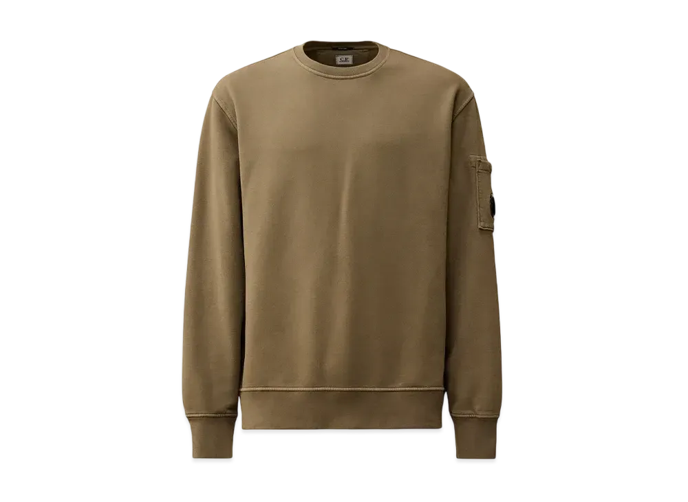 C.P Company Brushed and Emerized Diagonal Fleece Lens Crew Neck Sweatshirt "Walnut"