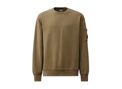 C.P Company Brushed and Emerized Diagonal Fleece Lens Crew Neck Sweatshirt "Walnut"