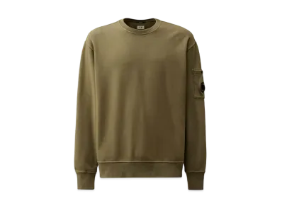 C.P Company Brushed and Emerized Diagonal Fleece Lens Crew Neck Sweatshirt "Grape Leaf"