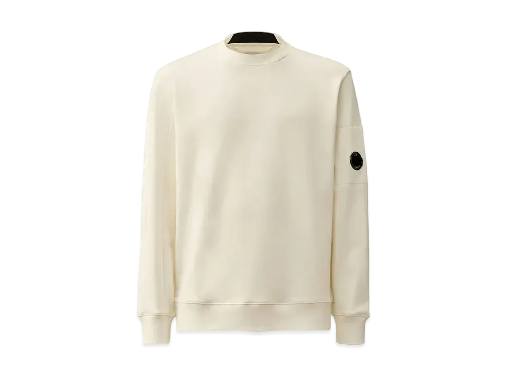 C.P Company Diagonal Raised Fleece Crew Neck Lens Sweatshirt "Gauze White"