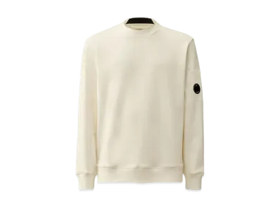 C.P Company Diagonal Raised Fleece Crew Neck Lens Sweatshirt "Gauze White"