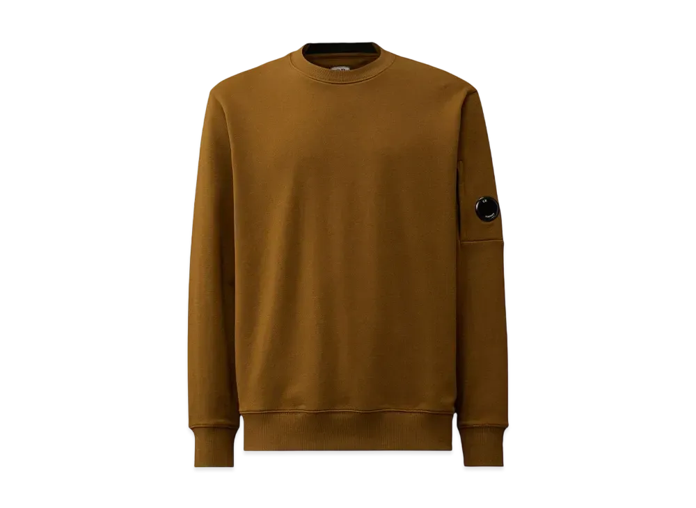 C.P Company Diagonal Raised Fleece Crew Neck Lens Sweatshirt "Toffee"