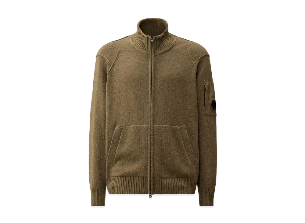 C.P. Company Lambswool GRS Zipped Cardigan "Walnut"