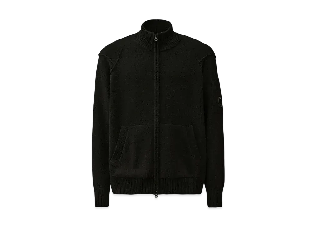 C.P. Company Lambswool GRS Zipped Cardigan "Black"
