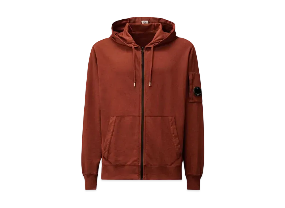 C.P. Company Light Fleece Full Zip Hooded Sweatshirt "Sable Brown"