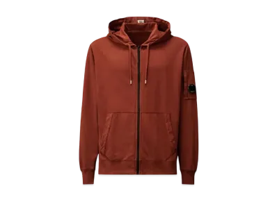 C.P. Company Light Fleece Full Zip Hooded Sweatshirt "Sable Brown"