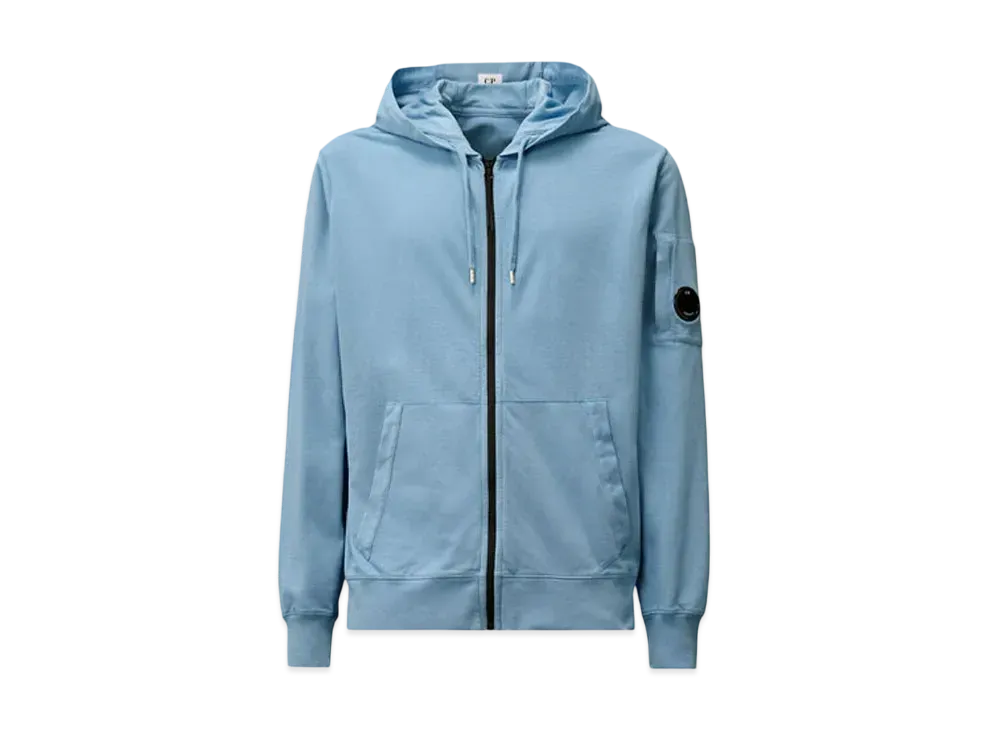 C.P. Company Light Fleece Full Zip Hooded Sweatshirt "Pacific Coast Light Blue"