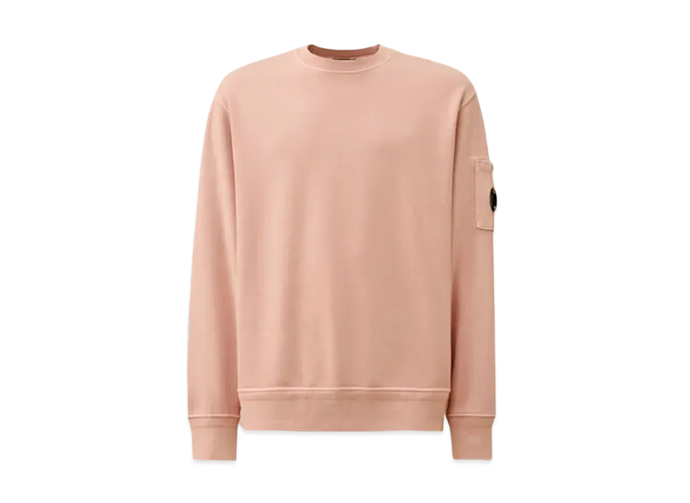 C.P. Company Cotton Diagonal Fleece Crewneck Sweatshirt "Misty Rose Pink"