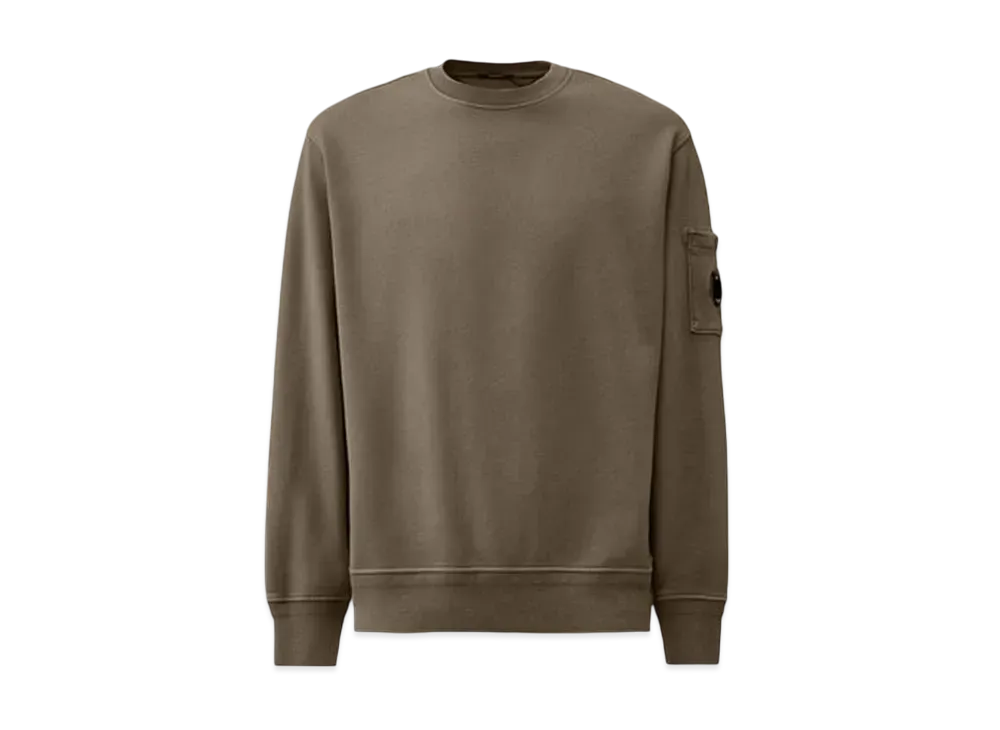 C.P. Company Cotton Diagonal Fleece Crewneck Sweatshirt "Smoked Pearl Grey"