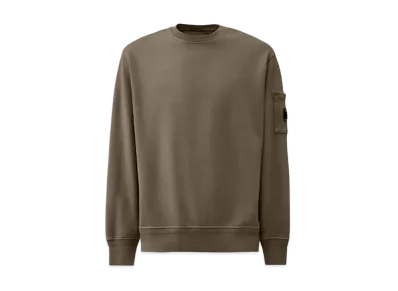 C.P. Company Cotton Diagonal Fleece Crewneck Sweatshirt "Smoked Pearl Grey"