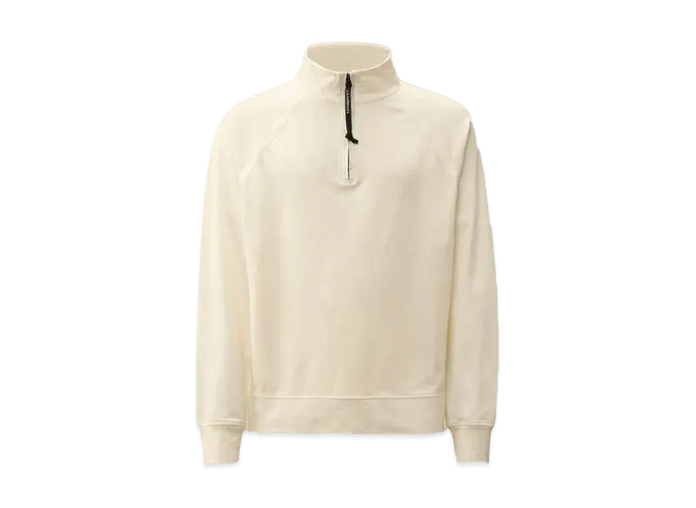 C.P. Company Light Fleece Half Zip Logo Sweatshirt "Gauze White"
