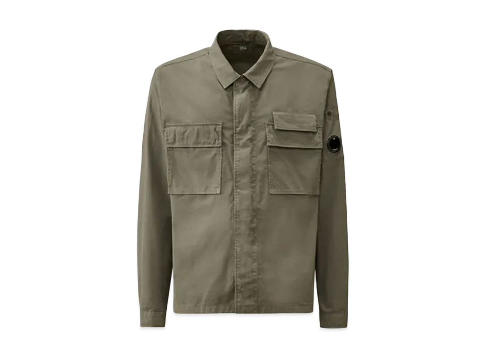 C.P. Company Organic Gabardine Utility Lens Shirt "Smoked Pearl Grey"