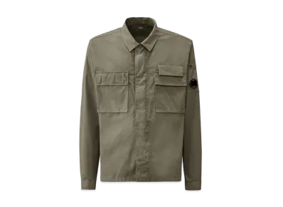 C.P. Company Organic Gabardine Utility Lens Shirt "Smoked Pearl Grey"