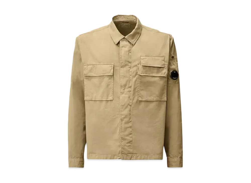 C.P. Company Organic Gabardine Utility Lens Shirt "Vintage Khaki Beige"