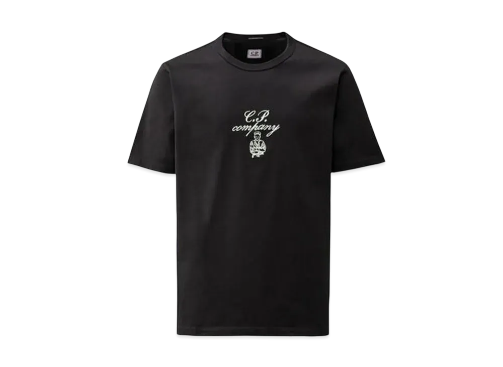 C.P. Company 30/2 Mercerized Jersey Twisted Embroidery T-Shirt "Total Eclipse Blue"