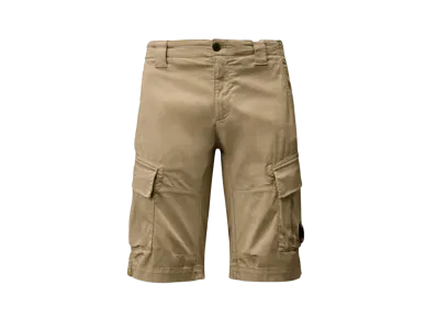 C.P. Company Stretch Sateen Cargo Shorts "Vintage Khaki Beige"