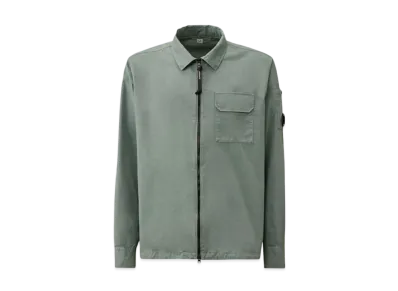 C.P. Company Organic Gabardine Full Zip Overshirt "Stormy Weather Blue"
