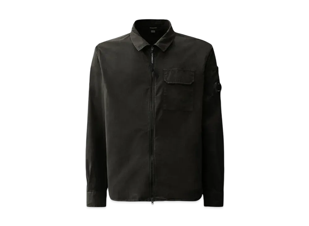 C.P. Company Organic Gabardine Full Zip Overshirt "Black"
