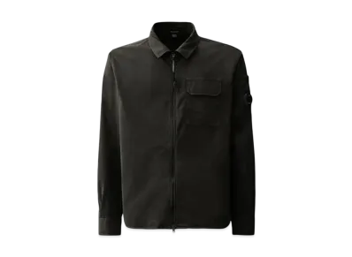 C.P. Company Organic Gabardine Full Zip Overshirt "Black"
