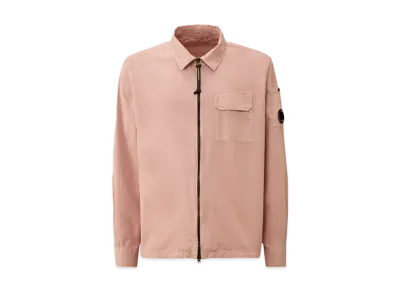 C.P. Company Organic Gabardine Full Zip Overshirt "Misty Rose Pink"