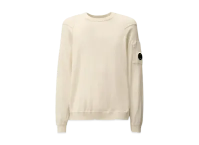 C.P. Company Sea Island Crewneck Lens Knit "Gauze White"