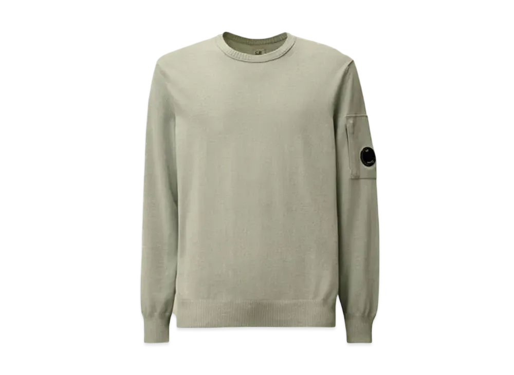 C.P. Company Cotton Crepe Crewneck Lens Knit "Blue Fox Grey"