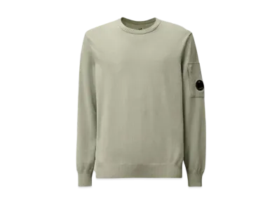 C.P. Company Cotton Crepe Crewneck Lens Knit "Blue Fox Grey"