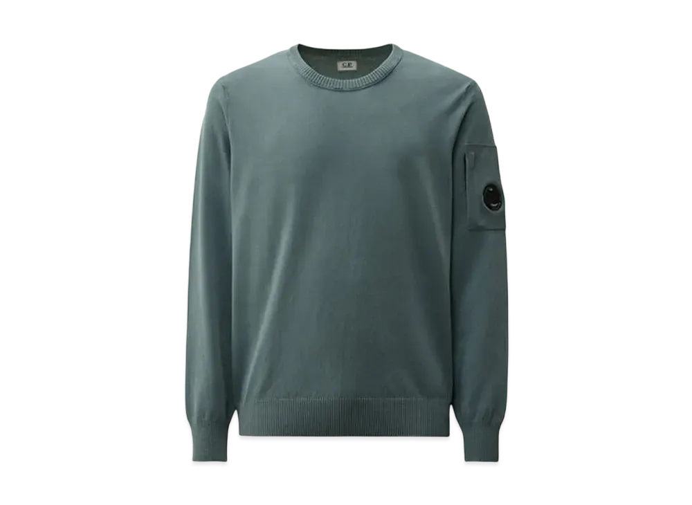C.P. Company Cotton Crepe Crewneck Lens Knit "Stormy Weather Blue"