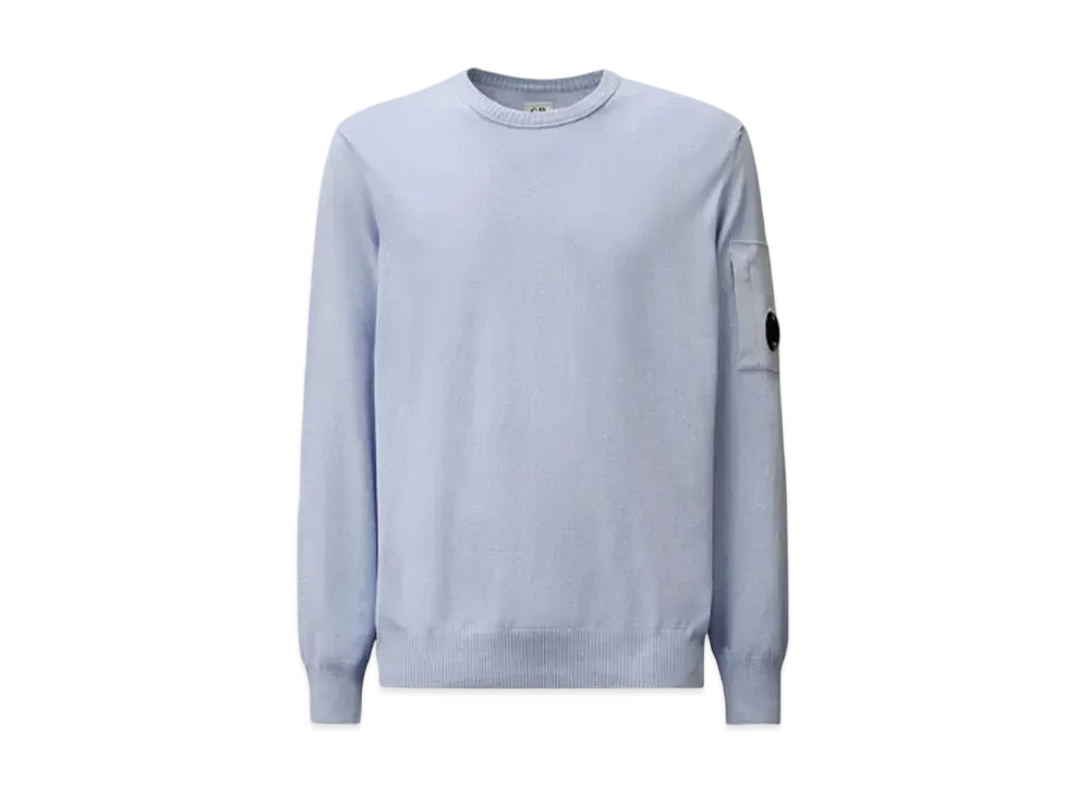 C.P. Company Cotton Crepe Crewneck Lens Knit "Cerulean Light Blue"