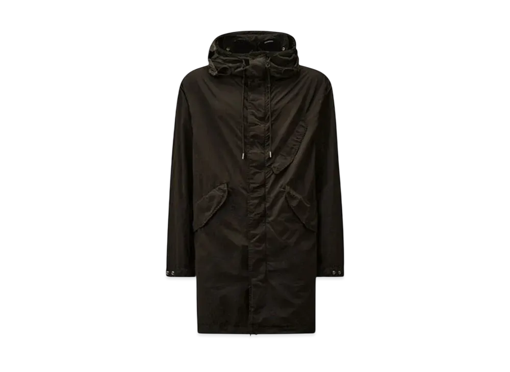 C.P. Company Flatt Nylon Goggle Fishtail Parka "Black" Sable Brown