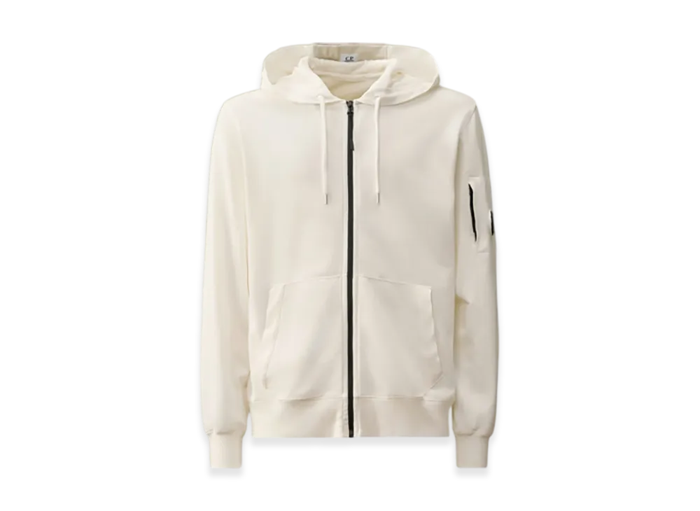 C.P. Company Light Fleece Zipped Hoodie "Gauze White"
