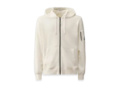 C.P. Company Light Fleece Zipped Hoodie "Gauze White"