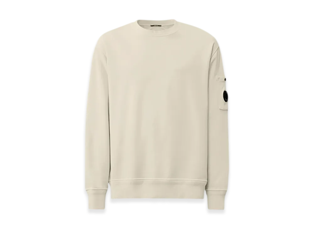 C.P. Company Cotton Diagonal Fleece Lens Sweatshirt "Gauze White"