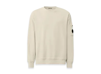 C.P. Company Cotton Diagonal Fleece Lens Sweatshirt "Gauze White"