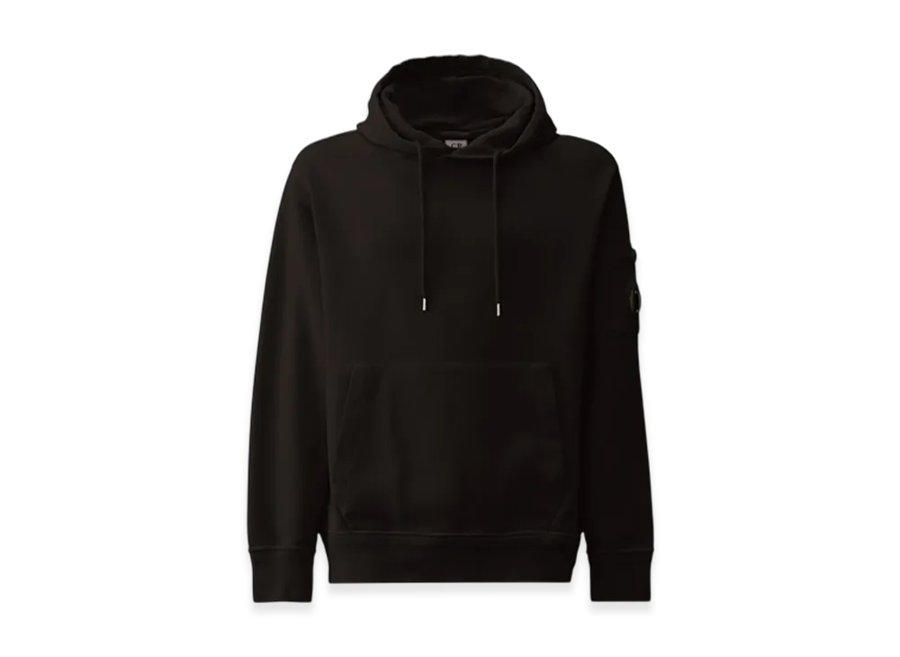 C.P. Company Cotton Diagonal Fleece Lens Hoodie "Black"