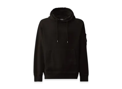 C.P. Company Cotton Diagonal Fleece Lens Hoodie "Black"