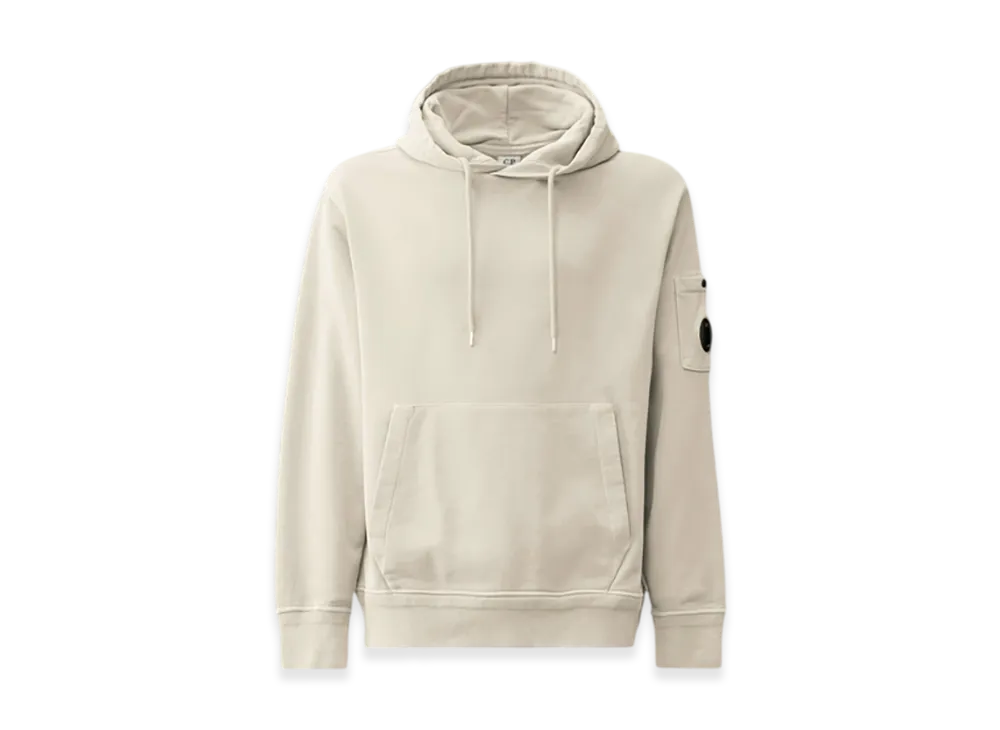 C.P. Company Cotton Diagonal Fleece Lens Hoodie "Gauze White"