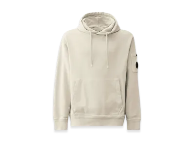 C.P. Company Cotton Diagonal Fleece Lens Hoodie "Gauze White"