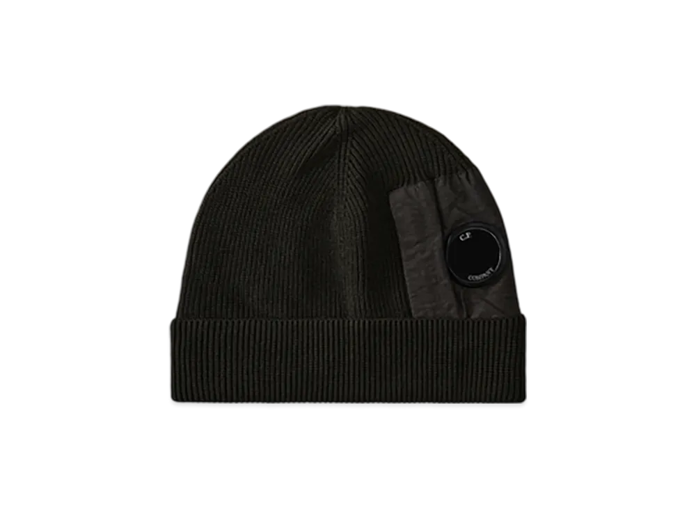C.P. Company Extrafine Merino Wool Lens Beanie "Black"