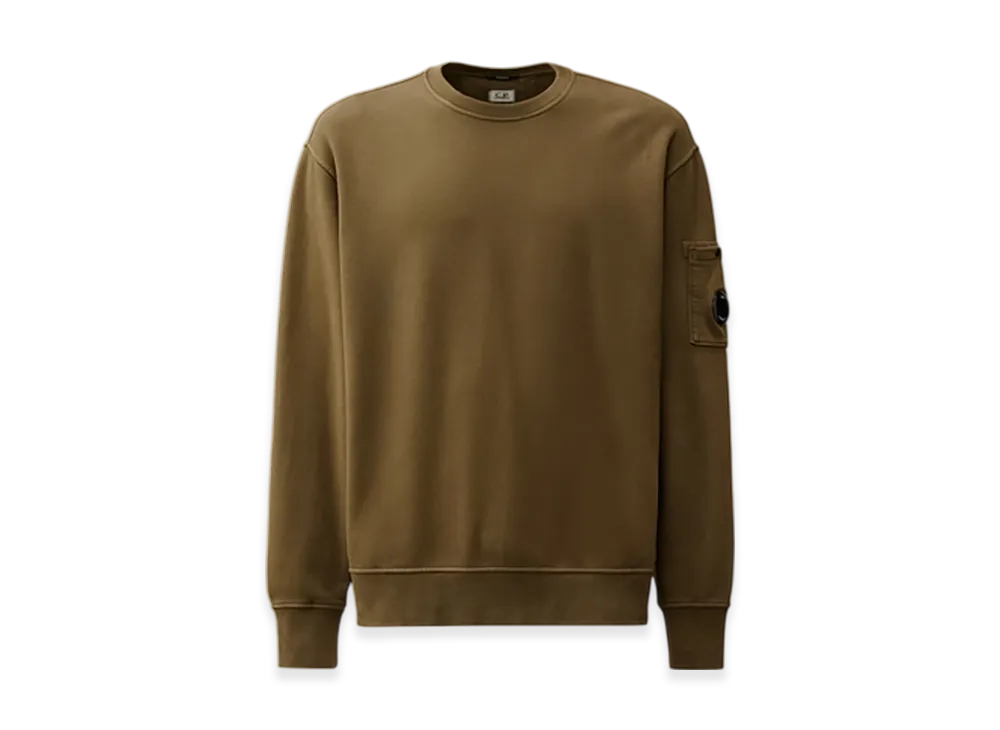 C.P. Company Brushed and Emerized Diagonal Fleece Crewneck Lens Sweatshirt "Ivy Green"