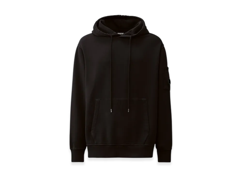 C.P. Company Brushed and Emerized Diagonal Fleece Hooded Lens Sweatshirt "Black"
