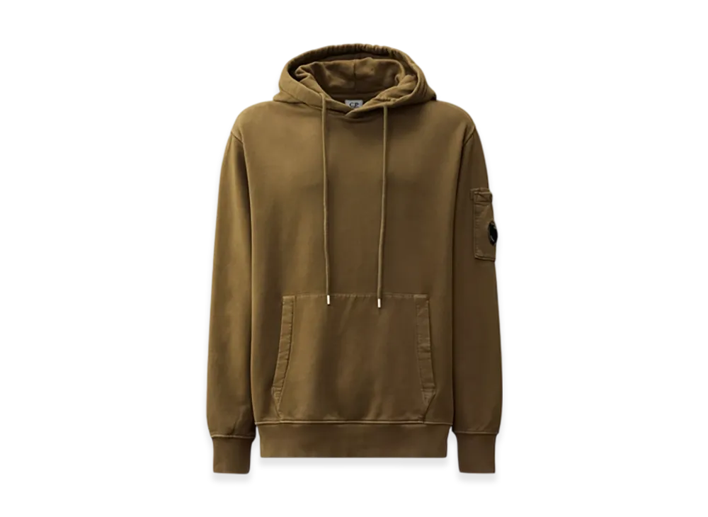 C.P. Company Brushed and Emerized Diagonal Fleece Hooded Lens Sweatshirt "Ivy Green"